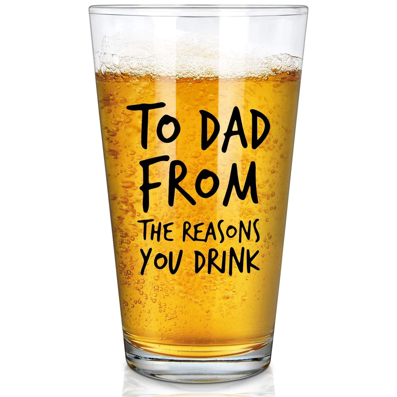 Maustic 15oz Dad Beer Glass, Funny Father's Day Beer Glass with Pattern