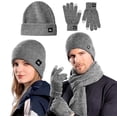 thumbnail image 5 of Juego de Gorro, Bufanda y Guantes de Pantalla Táctil, Bluelander, Unisex, Gris Oscuro, 5 of 5
