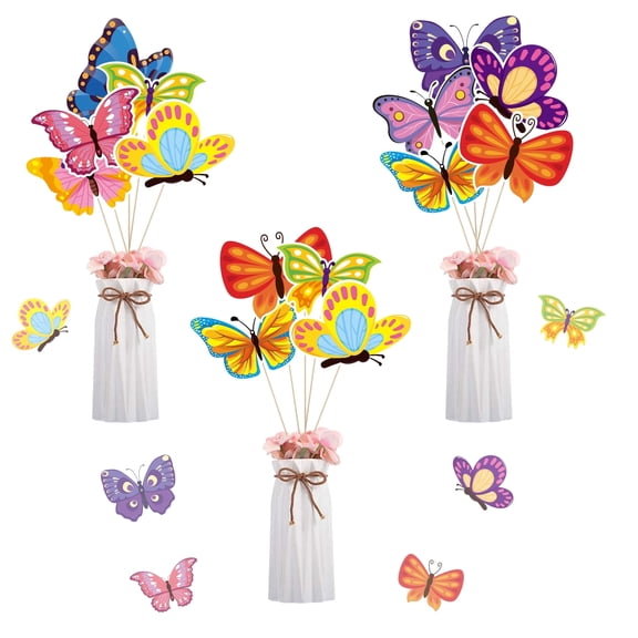 MALLMALL6 Butterfly Theme Centerpiece Sticks for Party Table Decoration,30 Counts