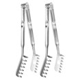 thumbnail image 1 of 2Pcs Practical Food Tongs Kitchen Tongs Stainless Steel Bread Clamps (Silver), 1 of 2