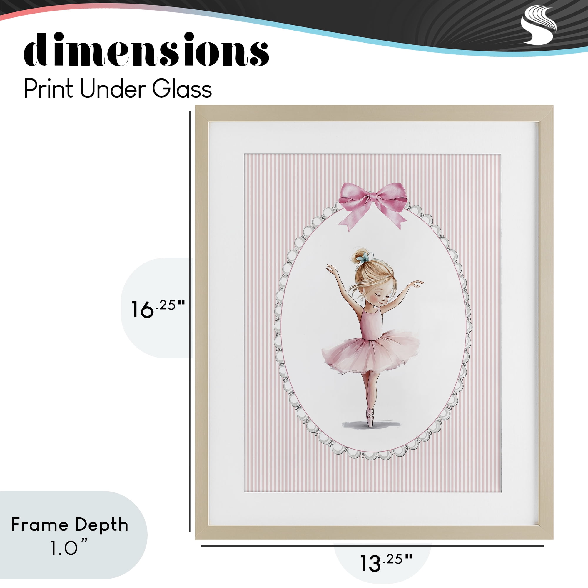 Stupell Industries Dance Pink Ballerina Birch Framed Print Under Glass, design by Christine Simpson Art