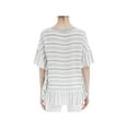 thumbnail image 2 of Max Studio London Womens Striped Oversized Knit Blouse, White, Medium, 2 of 2
