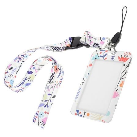 SWETRACE 1Set Plastic Badge Holder With Lanyard For Teacher School Cards Keeper 4.3x2.8x0.2in