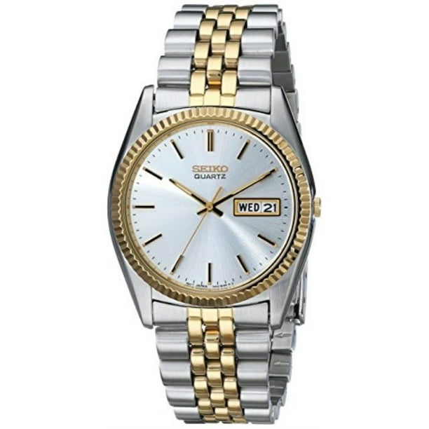 Seiko Seiko Men's Day/Date Dress Watch Stainless and Gold Tone