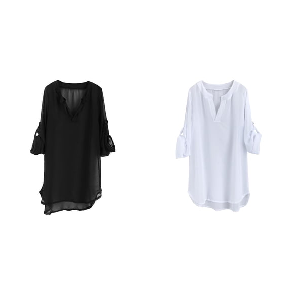 LUOGENLI 2 Pack Little Girl's Kids Swimsuit Beach Cover up for Girl Chiffon Shirt Bikini Beachwear Bathing Suit Beach Dress Swim Coverup The 7th of July Shirts for Girls 12-14 Summer XL