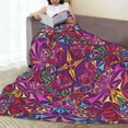 thumbnail image 4 of Kaleidoscopic Curved Shapes Pattern Throw Blanket, Super Soft Anti-Pilling Flannel Bed Blankets, 50"x40", 4 of 8