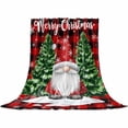 thumbnail image 2 of Christmas Gnome Throw Flannel Blanket 50x80In Red Xmas Dwarfs Pine Trees Black Red Plaid Super Soft Cozy Bed Blanket, Lightweight Plush Fuzzy Bed Throw for Bedroom Sofa Couch Living Room, 2 of 4