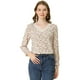 thumbnail image 1 of Allegra K Blusa Floral Elegante Con Cuello En V Y Encaje De Manga Larga Con Volantes Informal De Verano Para Mujer Beige S, 1 of 5