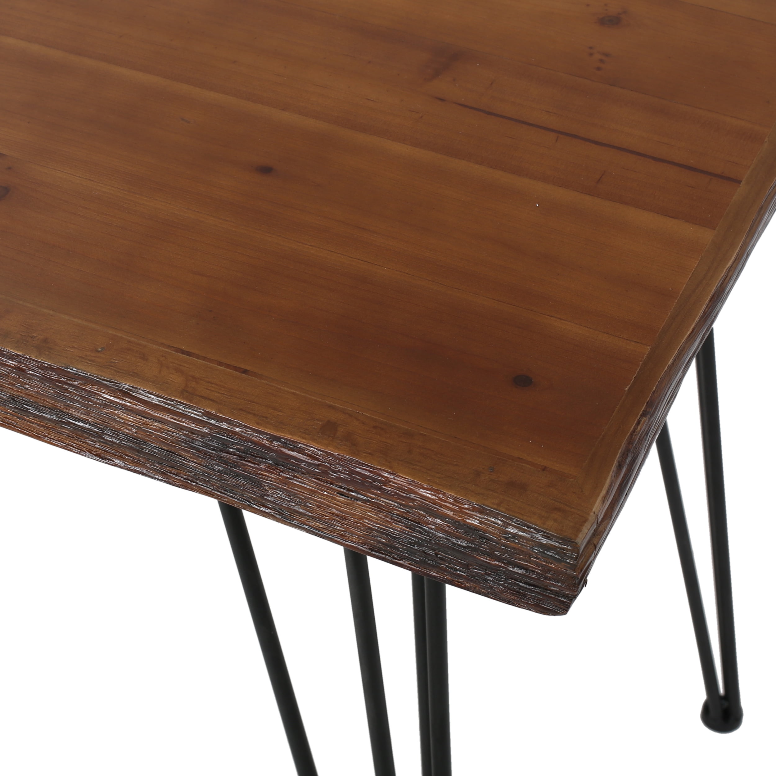 Noble House Industrial Faux Live Edge Rectangular Dining Table, Natural