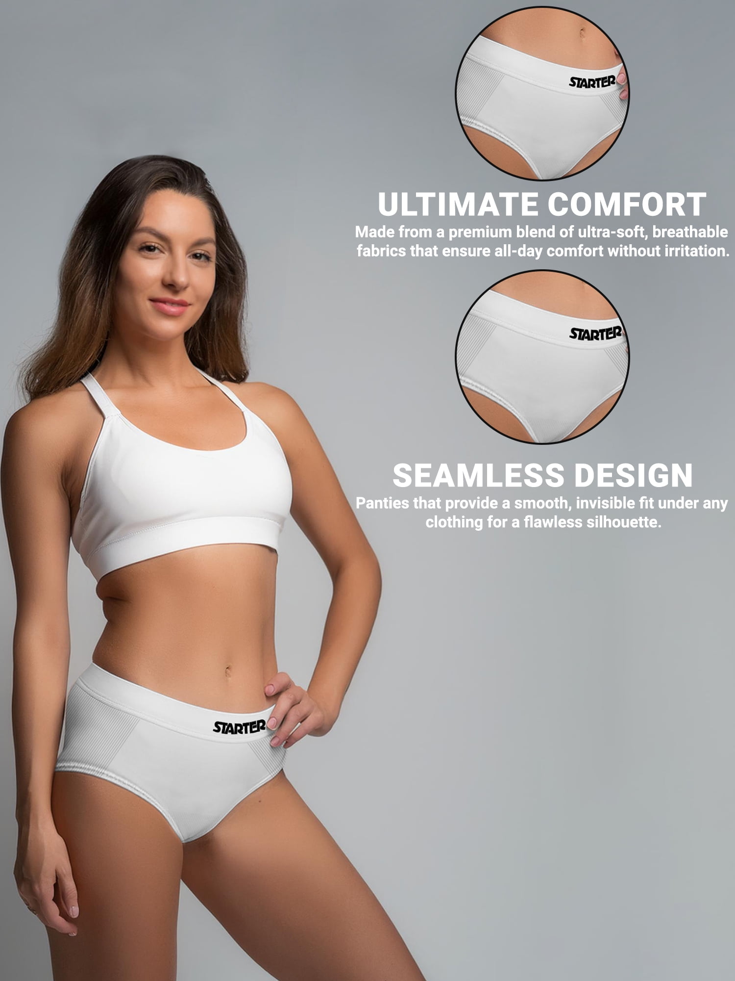 Starter Women's Seamless Briefs Underwear, 6-pack