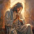 thumbnail image 1 of Kit de pintura por números sobre lienzo, arte al óleo artesanal, imagen de Jesús, decoración de pared del hogar, 40x40cm, 1 of 9
