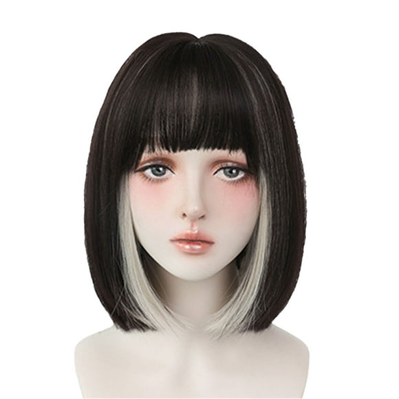 Bob Wig, Texture Hanging Wigs Soft Adjustable Short Hanging Ears Dye Wig Hairnet Short Hanging Ears Dye Wig Straight Bob Wig Short Bob Wig Ears Dye Wig Bob Wigs