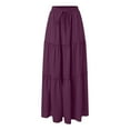 thumbnail image 3 of Dpytoraw Women's Summer Layered Skirt With Wooden Ear Trim High Waist Elastic Lace Skirt With Ruffled Edge Women’s Plaid Pleated School Skirt Purple, 3 of 4