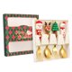 thumbnail image 4 of Juego de 4 tenedores y cucharas navideñas de acero inoxidable para postre. caja verde color dorado, 4 of 9