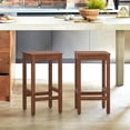 thumbnail image 5 of 26 Inch Bar Stools Set of 2, Counter Height Bar Stool with Footrest, Acacia Wood Bar Chairs for Kitchen Island, Dining Room, Cafe, Bar Counter, Teak, 5 of 5