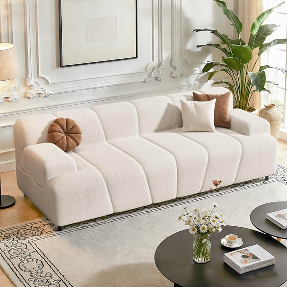 Vabches 71" Sofa Couch, Comfy Cloud Couch with Extra Deep Seat & Armrests, Upholstered Couch for Living Room,Bedroom