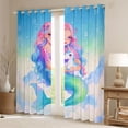 thumbnail image 2 of Feelyou Dreamy Unicorn Mermaid Black Out Curtains for Girls, Watercolor Galaxy Curtains Pack of 2 (42x63 Each), Blue Pink, 2 of 6
