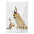 thumbnail image 3 of Ambesonne Birthday Tablecloth Rectangular Table Cover, Cat and Dog Birthday, 60"x84", Multicolor, 3 of 4