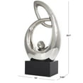 thumbnail image 3 of 14" x 25" Silver Ceramic Looped Abstract Sculpture with Black Block Base, by DecMode, 3 of 10
