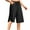 Black, variant on Feancey Knee Length Linen Shorts for Women Drawstring High Waist Bermuda Shorts Side Slit Loose Straight Leg Beach Shorts with Pockets Black L
