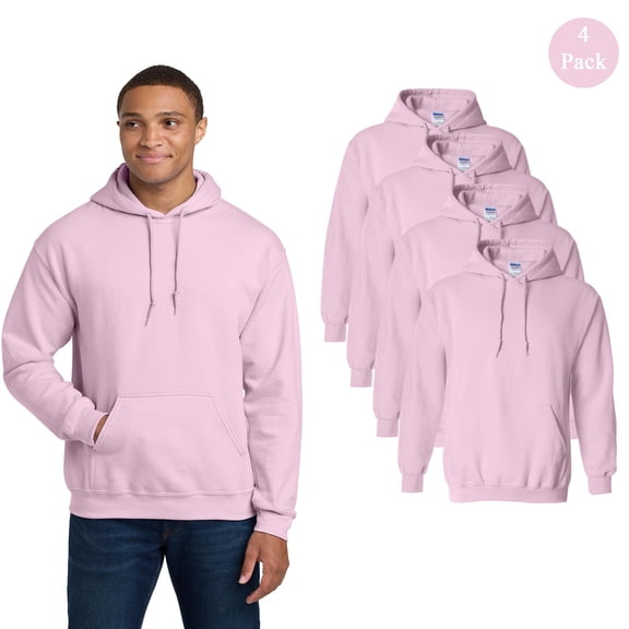 Gildan Men's Heavy Blend Hooded Sweatshirt, Winter Pullover Fleece Hoodie, Light Pink , 4-Pack, S