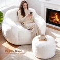 thumbnail image 5 of Bean Bag Chair Bean Bag Chairs for Adults Comfy Beanbag Chair with Spacious Design Giant Bean Bag Couch with Armrest Large Bean Bag Chair with Filler for Living Room Bedroom (Khaki), 5 of 8