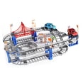 thumbnail image 2 of Juguete de pista de tren eléctrico, mano de obra exquisita, juguetes educativos seguros para pista de coches de carreras con árbol de coco para niños, gris, 2 of 9