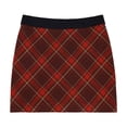 thumbnail image 2 of Falda de cuadros rojos de lana navideña retro para niñas, diseño de cintura alta, falda de corte A hasta la cadera, 2 of 6
