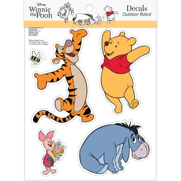 Disney Winnie The Pooh Decals - Set of 5 Pooh Bear Piglet Eeyore Tigger Vinyl Stickers for Car Laptop Computer Kids Water Bottle Outdoor Waterproof