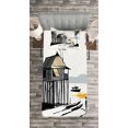 thumbnail image 3 of Ambesonne Coastal Quilted Bedspread Set 2 Pcs, Fishing Village Malay, Twin Size, Black Grey Orange, 3 of 3