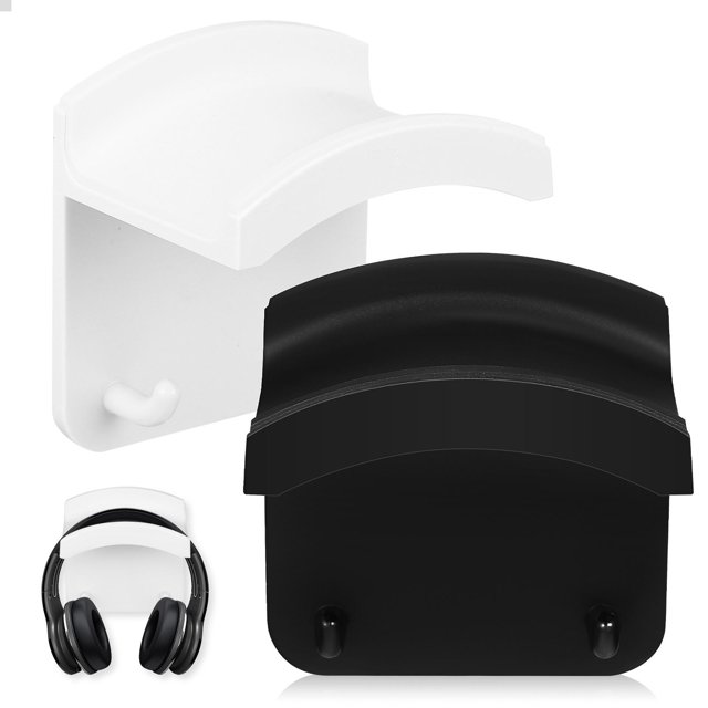 OULII 2Pcs Easy-Install No-Drill Wall Headphone Holder for Users in Black
