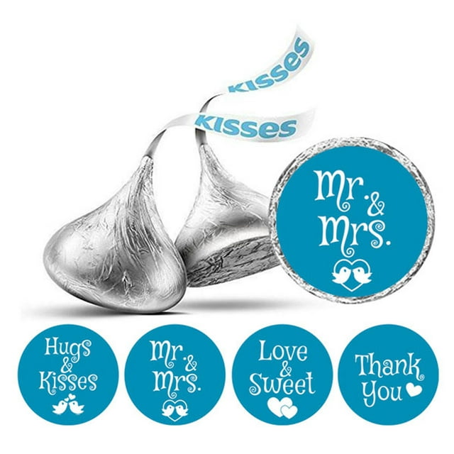 Darling Souvenir Wedding Theme Stickers chocolate Candy Labels 190 Pcs Party Favor-Turquoise Blue