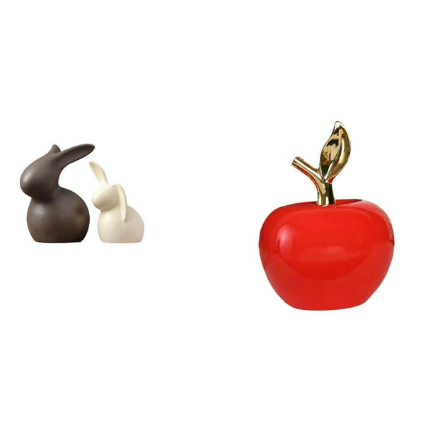Juego de estatuas de cerámica, escultura artística de fruta, figurita ornamental, artesanías hechas a mano, decoración de mesa para el hogar y la ofic