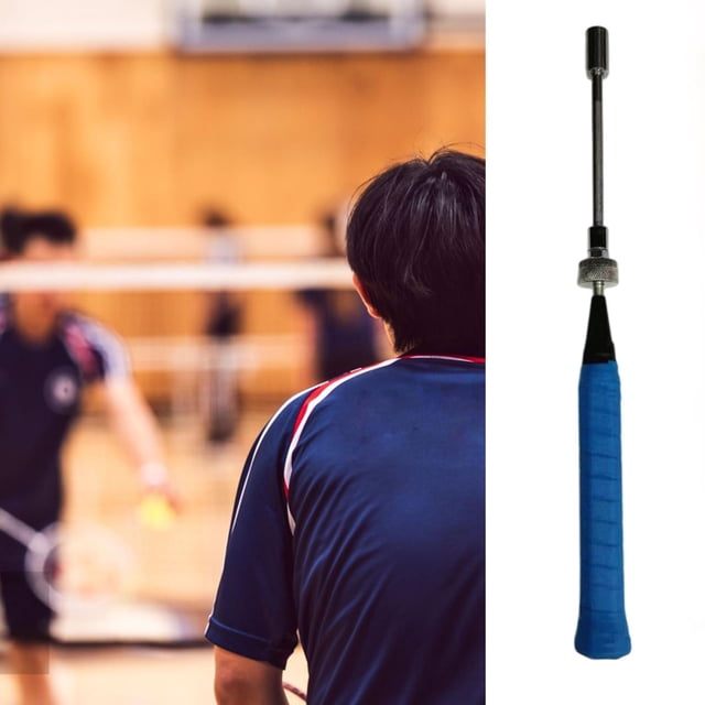 Entrenador de swing de raqueta de bádminton, barra de entrenamiento de bádminton, herramienta de entrenamiento con los dedos, entrenador de bádminton Azul