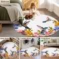 thumbnail image 5 of Large Round Rug 8Ft Washable Non-Slip, Hummingbirds Circle Area Rugs for Living Room Bedroom, Spring Summer Watercolor Flowers Plant Indoor Floor Mats Carpet Runner for Home Decor, 5 of 8