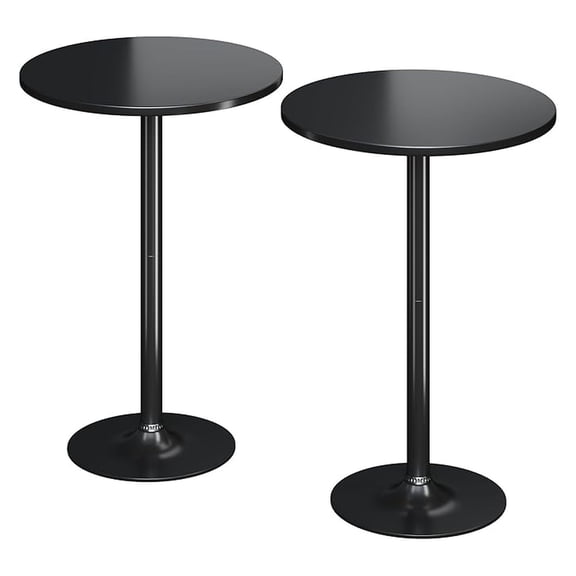 Round Bistro Pub Table Modern Style Metal Base MDF Top Cocktail Bar Table Counter Bar Height for Pub, Dining Room, Party (2, Full Black)