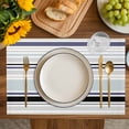 thumbnail image 4 of Aqua Stripe Placemats Set of 12, Modern Abstract Art Black Striped Rustic Placemats for Dining Table, Place Mats for Kitchen Tabletop, Waterproof Wipeable Dining Table Mats Set, 4 of 9
