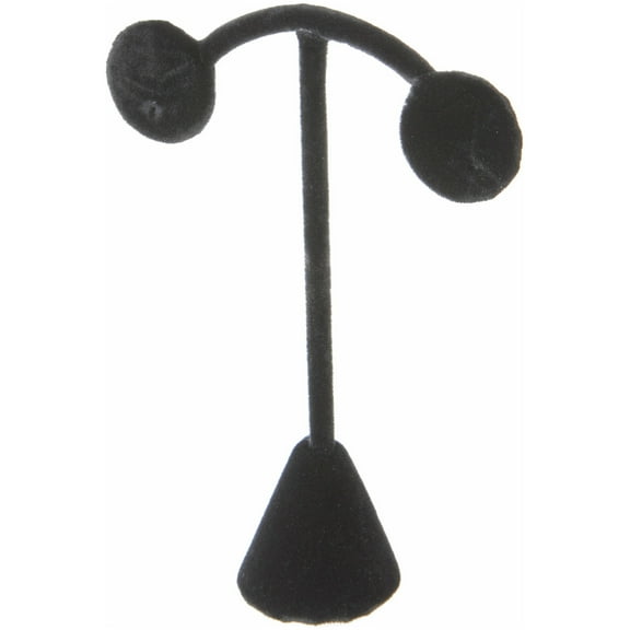 Plymor Black Velvet Light Post Style, Single Pair Earring Display Stand, 3.75" W x 1.25" D x 4.5" H (Pack of 2)