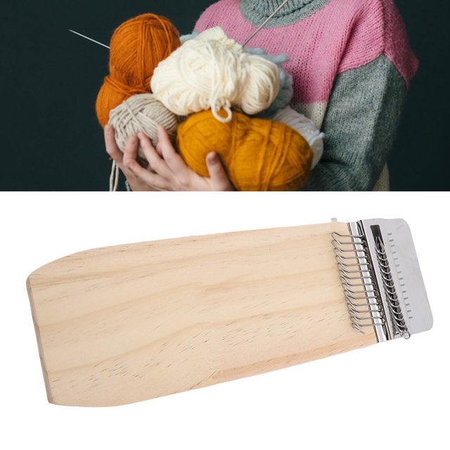 Wood Knitting Looming Kit, Mini Weaving Frame Looming Kit Pine Wood and Stainless Steel Complete with Pin for Beginners for Repair Clothes