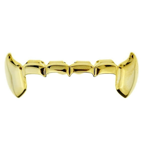 14k Gold Plated Fangs Half Grillz Slim Bottom Lower Vampire Fang Teeth Grills