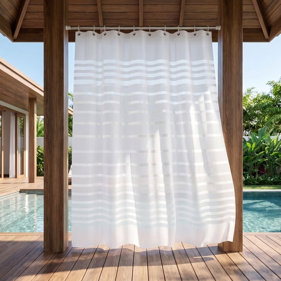 Waterproof Outdoor Curtain for Patio, Porch, Balcony, Pergola, Lightweight Semi-Sheer with Hooks, Grommet Top, 47x79 Inches