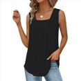 thumbnail image 1 of Camisetas Sin Mangas para Mujer, Conjuntos de Verano 2025, Blusas Casuales con Cuello Cuadrado, Negras, Talla M, 1 of 5