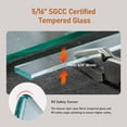thumbnail image 6 of 56-60" W x 60" H Frameless Single Sliding Shower Door, 5/16" Tempered Glass, 6 of 9