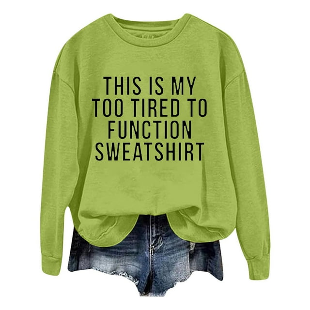 WEAIXIMIUNG Sweatshirts pour Femmes Mode Décontractée Couleur Unie Manches Longues Imprimé Lettre Col Rond Hoodie