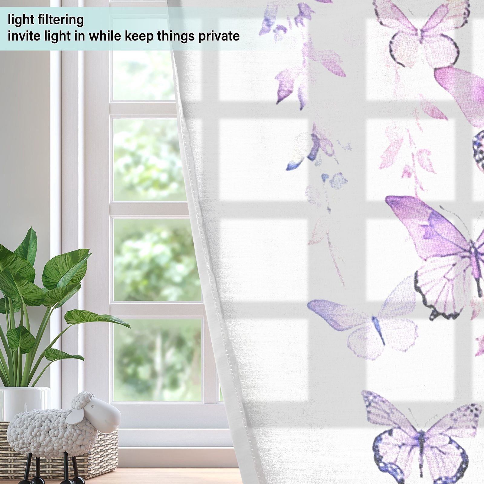 Butterflies Flowers Floral Blackout Curtains Thermal Insulation 63 inch Grommet for Bedroom Living Room Bathroom Kitchen Windows 2 Pack