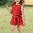 thumbnail image 7 of Mgmyaa Girls Sets Summer Thin Solid Color Casual Sporty Ruffled Wave Round Neck Tank Top & Shorts with Pockets Two-Piece Set 3-15 Years, 7 of 7