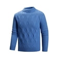 thumbnail image 1 of Pisexur Chandails Hommes Doux et Confortables Chandails d'Automne Tricot pour Hommes Col Roulé Simulé Vintage Col Rond Couleur Unie Chandail Élastique Texture Molletonnée Tendance Manteau Chandail Bleu,G, 1 of 2