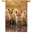 thumbnail image 2 of Breeze Decor 10086 Wildlife & Lodge Foxes 2-Sided Vertical Impression House Flag - 28 x 40 in., 2 of 2