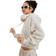 thumbnail image 3 of BEGOING Women's Long Sleeve Cropped Hoodies Casual Pullover Hooded Sweatshirts,Heavyweight Retro Washed Crop Tops Sweatshirt Drawstring Hooded Workout Shirts Solid Loose Fit Tee Shirt,Beige S-XL, 3 of 8