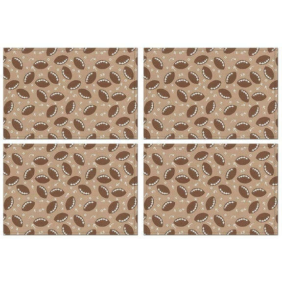 Football with Symbols Pattern Summer Placemats Table Placemats Set Of 4-Linen Kitchen Washable Placemats Table Mats 11.8"x17.7"Non-Slip Heat Resistant